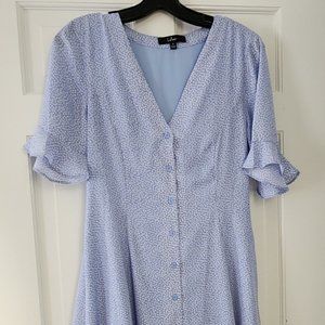 Lulu's Castana Light Blue Button Up Dress